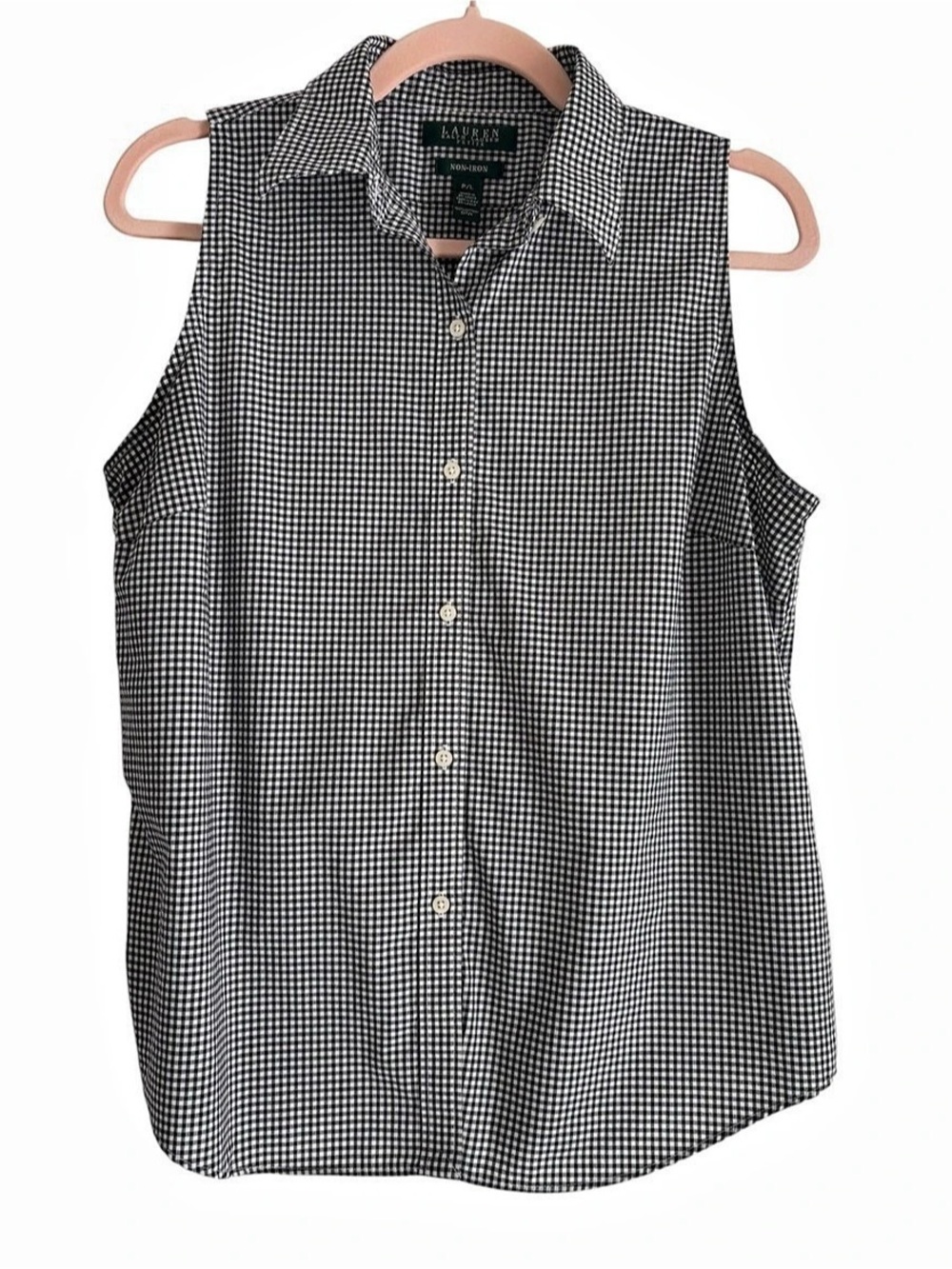 Ralph Lauren Women's Checkered Sleeveless Button Down